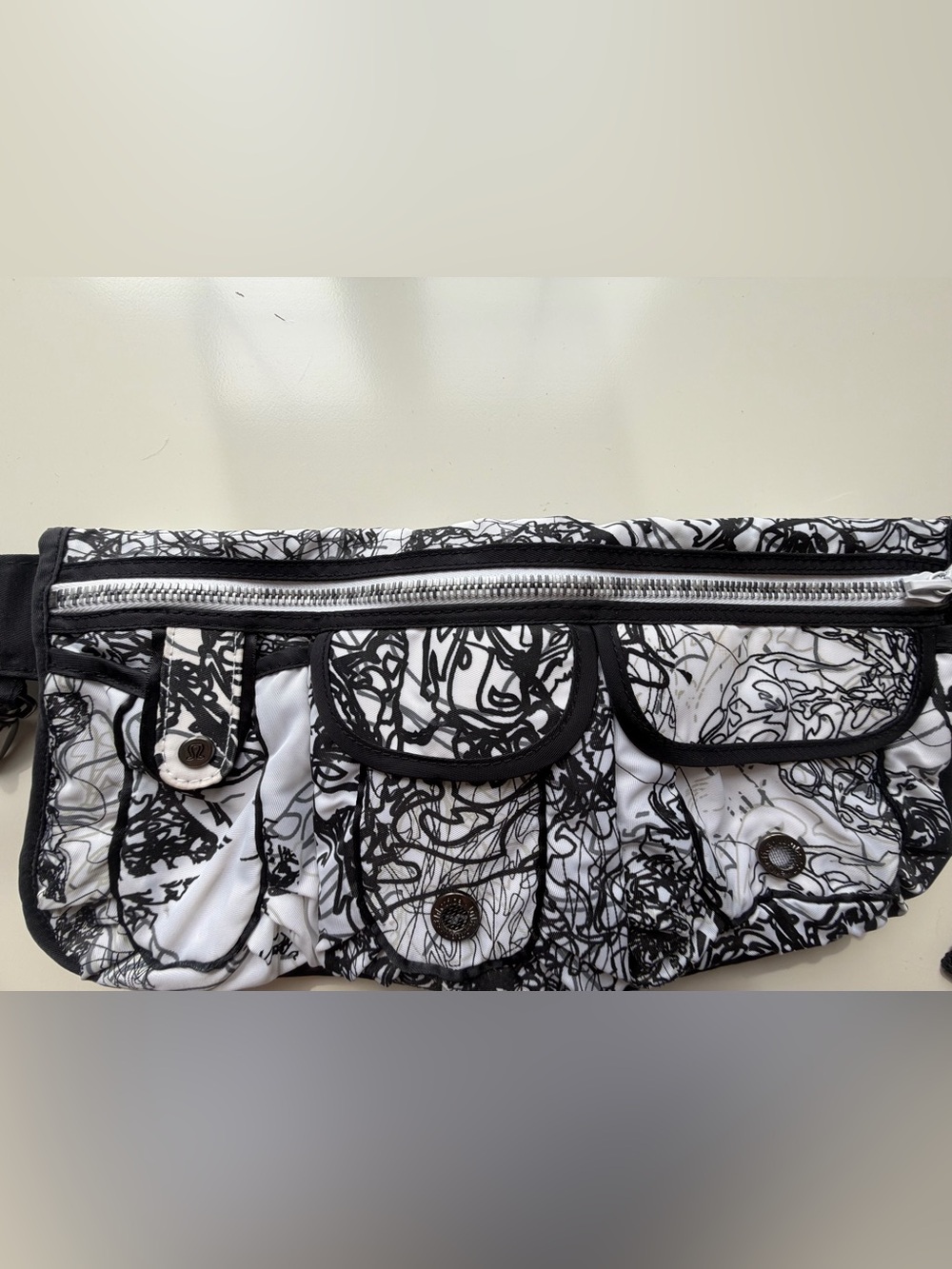 Lululemon Black & White Scribble Waist/Crossbody Bag